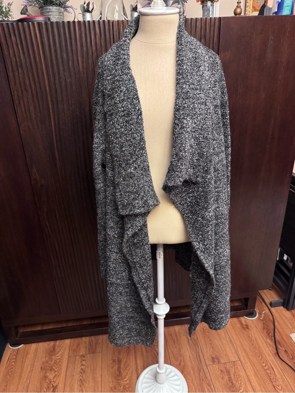 Calvin Klein Jeans Charcoal Open-Front Draped Cardigan